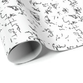 白エレガントい背景の黒いパターン ラッピングペーパー (ロールコーナー)