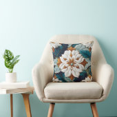 白エレガントい花とティール（緑がかった色）離れの開花 クッション (椅子)