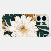 白エレガントい花と緑と金ゴールドの葉 Case-Mate iPhoneケース (裏面 (横))