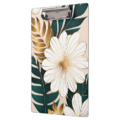 白エレガントい花と緑と金ゴールド クリップボード (左)