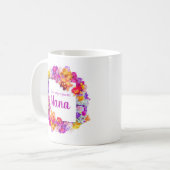 白エレガントい花ナナマザーの日 コーヒーマグカップ (正面左)