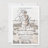 白エレガントい額結婚縁のカップルの写真 招待状 (正面)