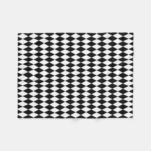 白エレガントい黒いハーレキンの幾何学模様のひし形バス フリースブランケット (正面(横))