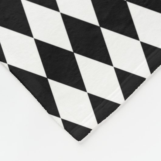 白エレガントい黒いハーレキンの幾何学模様のひし形バス フリースブランケット (角)