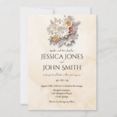 白エレガントい3Dフローラミニマル結婚式招待状 招待状 (正面)
