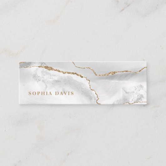 白エレガントいAgateとフェイク金ゴールド スキニー名刺 (正面)