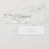 白エレガントいAgateとフェイク金ゴールド スキニー名刺 (正面/裏面)