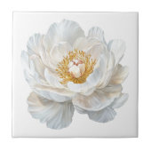 白エレガントく咲く牡丹フランスの国 タイル (正面)
