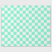 白エレガントとアクアマリンのチェッカーボ絵を描ード ラッピングペーパー (フラット)