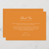白エレガントとオレンジのサンキューカード サンキューカード (正面/裏面)