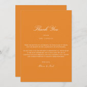 白エレガントとオレンジのサンキューカード サンキューカード (正面/裏面)