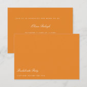 白エレガントとオレンジのバチェロレッテカード 招待状 (正面/裏面)