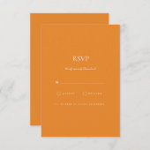 白エレガントとオレンジのRSVPカード 出欠カード (正面/裏面)