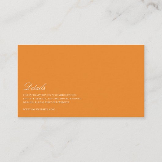 白エレガントとオレンジ結婚の詳細 エンクロージャーカード (正面)