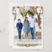 白エレガントとクリームの写真クリスマスカード 案内状 (正面)