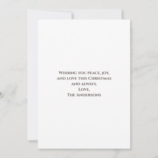 白エレガントとクリームの写真クリスマスカード 案内状 (裏面)