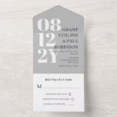 白エレガントとグレーのタイポグラフィ結婚ズ オールインワン招待状 (内側)
