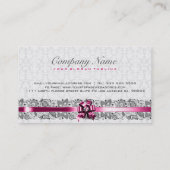 白エレガントとグレーのフローラダマスク&レース 名刺 (裏面)