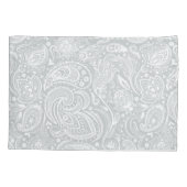 白エレガントとグレーのフローラペイズリーパターン 枕カバー (裏面)