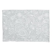 白エレガントとグレーのフローラペイズリーパターン 枕カバー (正面)