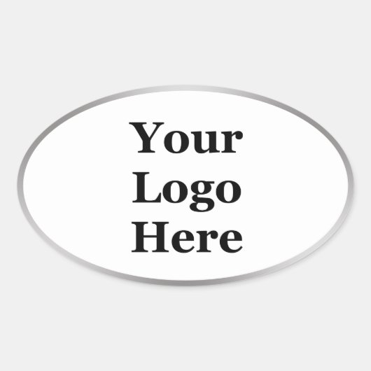 白エレガントとシルバーロゴはこちらテンプレート 楕円形シール (正面)