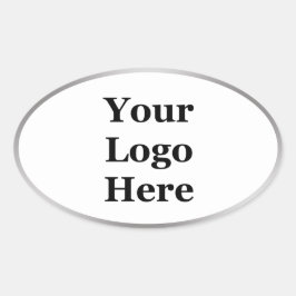 白エレガントとシルバーロゴはこちらテンプレート 楕円形シール