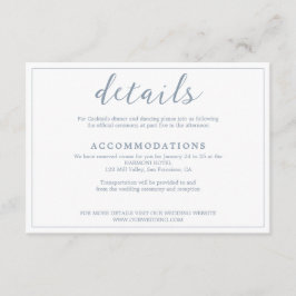 白エレガントとダスティブルー縁どスプリッ結婚ク エンクロージャーカード