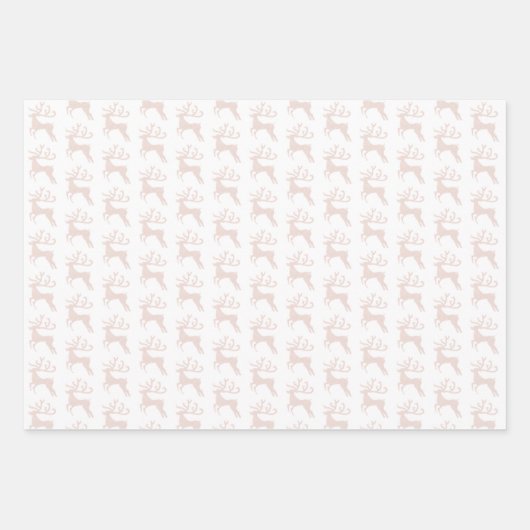 白エレガントとバラ金ゴールドグリッタークリスマスディアー ラッピングペーパーシート (正面3)