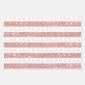 白エレガントとバラ金ゴールドグリッタークリスマスディアー ラッピングペーパーシート (正面)