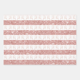 白エレガントとバラ金ゴールドグリッタークリスマスディアー ラッピングペーパーシート