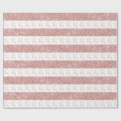 白エレガントとバラ金ゴールドグリッタークリスマスディアー ラッピングペーパー (フラット)