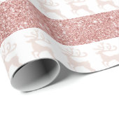 白エレガントとバラ金ゴールドグリッタークリスマスディアー ラッピングペーパー (ロールコーナー)