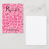 白エレガントとピンクのヒョウのプリント表示カード 名刺 (正面/裏面)