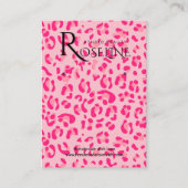 白エレガントとピンクのヒョウのプリント表示カード 名刺 (正面)