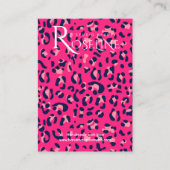 白エレガントとピンクのヒョウのプリント表示カード 名刺 (正面)