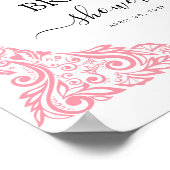 白エレガントとピンクのブライダルシャワー ポスター (角)