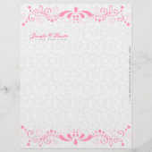 白エレガントとピンクのヴィンテージフローラレース レターヘッド (正面)