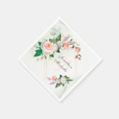 白エレガントとピンクの油絵を描バラ結婚s スタンダードカクテルナプキン (角)