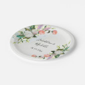 白エレガントとピンクの油絵を描バラ結婚s ペーパープレート (アングル)