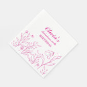 白エレガントとピンクの花模様30歳の誕生日 スタンダードランチョンナプキン (角)