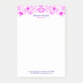 白エレガントとホットピンクのフローラレース ポストイット (正面)