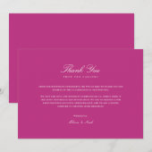 白エレガントとマゼンタのサンキューカードのスクリプト サンキューカード (正面/裏面)