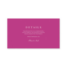 白エレガントとマゼンタのスクリプ結婚ト詳細