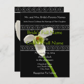 白エレガントとライム結婚式招待状 インビテーションポストカード (正面/裏面)