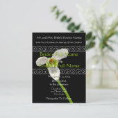 白エレガントとライム結婚式招待状 インビテーションポストカード (スタンド正面)