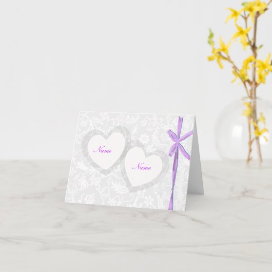 白エレガントとラベンダーの結婚乳房 カード (黄色い花)