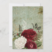 白エレガントと暗赤色のバラ結婚ズ 招待状 (裏面)