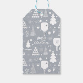 白エレガントと灰色のメリークリスマス水平 ギフトタグ (裏面)