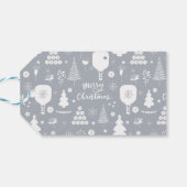 白エレガントと灰色のメリークリスマス ギフトタグ (裏面横)
