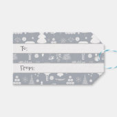 白エレガントと灰色のメリークリスマス ギフトタグ (正面(横))